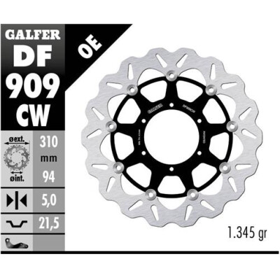 Disque flottant complet GALFER Wave (C. Alu.) 310x DF909CW