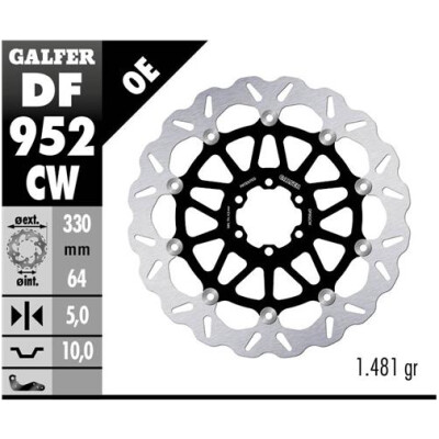 Disque flottant complet GALFER Wave (C. Alu.) 330x
