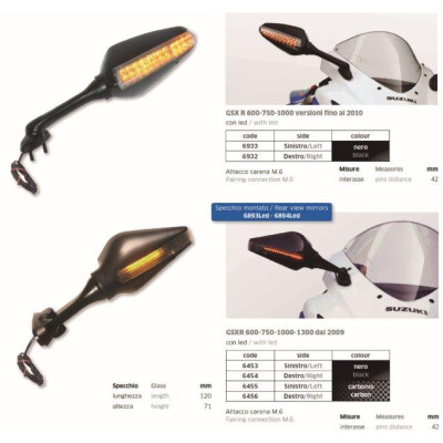 MIROIR GSXR 600-750-1000-1300 à partir de 2009 LH