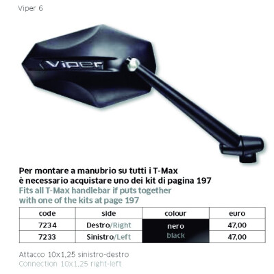 Rétroviseur droit en aluminium VIPER