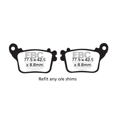 Plaquettes de frein frittées EBC pour motos sportives HH FA436HH
