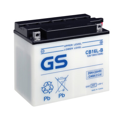 Batterie de moto GS CB16L-B avec pack d'acide