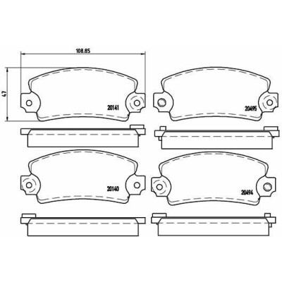 Jeu de 4 plaquettes de frein BREMBO P 68 001