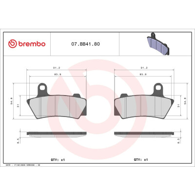 07BB4180 PLAQUETTES FRITTÉES POUR VOITURES PARTICULIÈRES