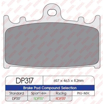 Plaquettes de frein sport frittées SDP317HH+
