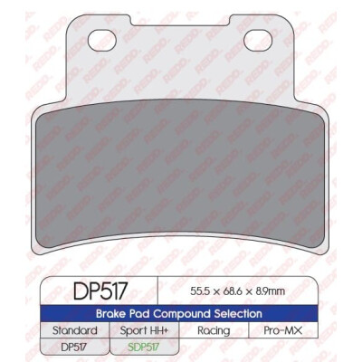 Plaquettes de frein sport frittées SDP517HH+