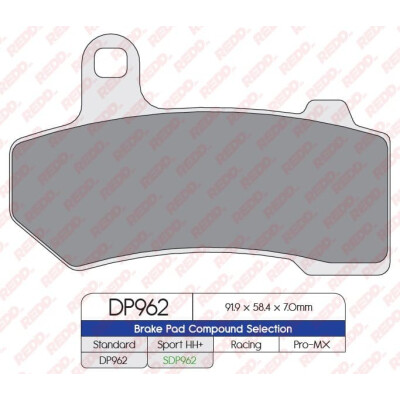 Plaquettes de frein sport frittées SDP962HH+