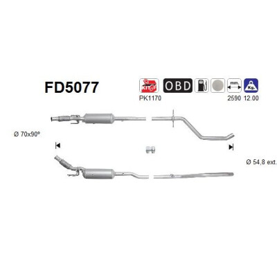 Filtre à particules / à suie, échappement FD5077 AS