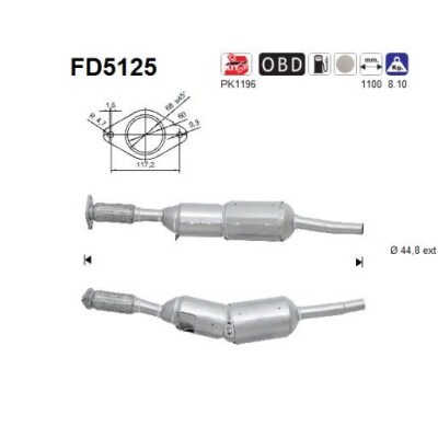 Filtre à particules / à suie, échappement FD5125 AS