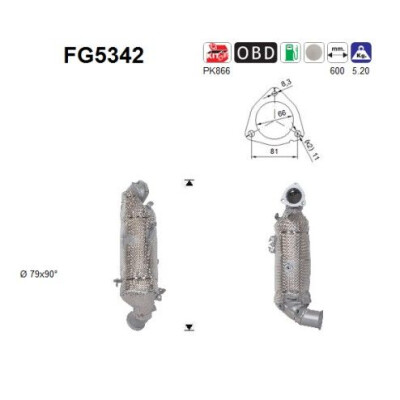 Filtre à particules / à suie, échappement FG5342 AS