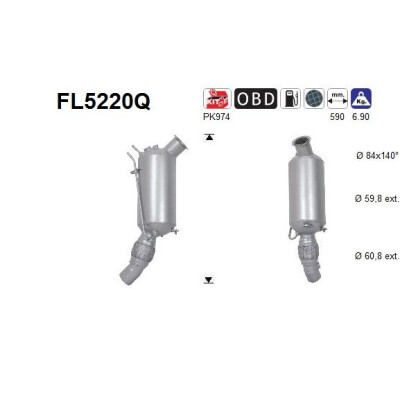 Filtre à particules / à suie, échappement FL5220Q AS