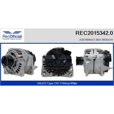 Alternateur REC20153420 RECOFICIAL