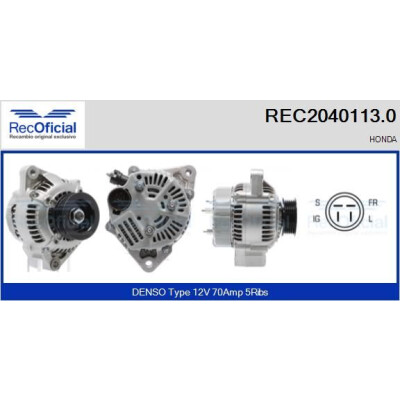 Alternateur REC20401130 RECOFICIAL