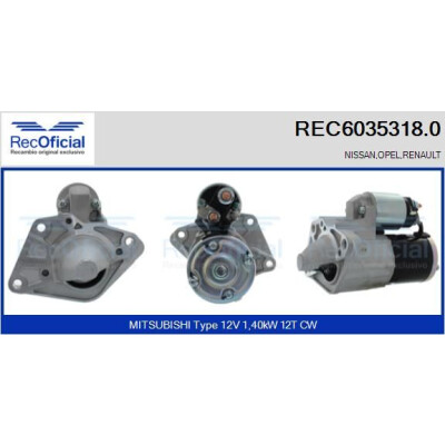 Démarreur REC60353180 RECOFICIAL