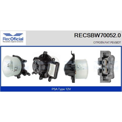 Pulseur d'air habitacle RECSBW700520 RECOFICIAL