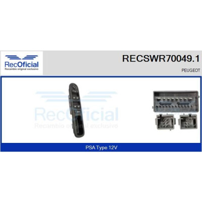 Interrupteur, lève-vitre RECSWR700491 RECOFICIAL