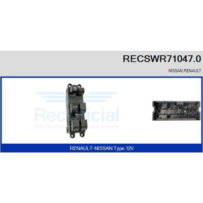 Interrupteur, lève-vitre RECSWR710470 RECOFICIAL