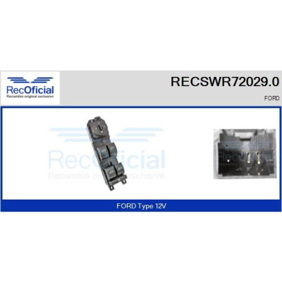 Interrupteur, lève-vitre RECSWR720290 RECOFICIAL