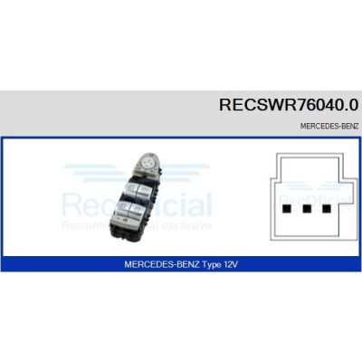 Interrupteur, lève-vitre RECSWR760400 RECOFICIAL