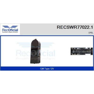 Interrupteur, lève-vitre RECSWR770221 RECOFICIAL