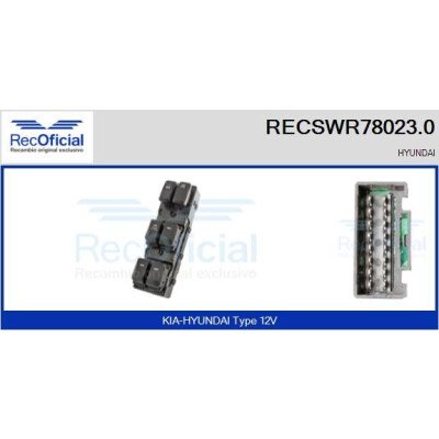 Interrupteur, lève-vitre RECSWR780230 RECOFICIAL
