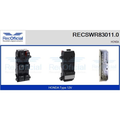 Interrupteur, lève-vitre RECSWR830110 RECOFICIAL