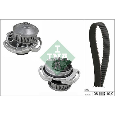 Pompe à eau + kit de courroie crantée 530071730 INA