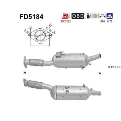 Filtre à particules / à suie, échappement FD5184 AS