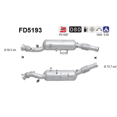 Filtre à particules / à suie, échappement FD5193 AS