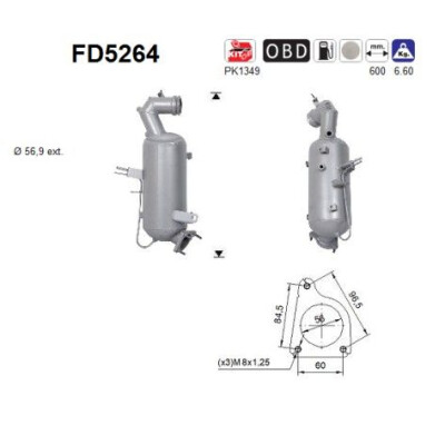 Filtre à particules / à suie, échappement FD5264 AS