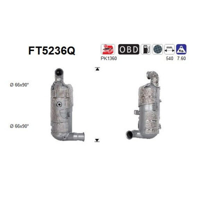 Filtre à particules / à suie, échappement FT5236Q AS