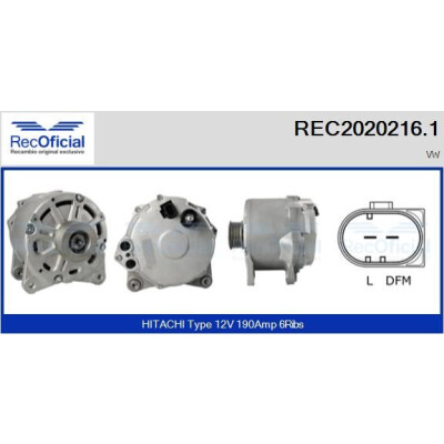 Alternateur REC20202161 RECOFICIAL
