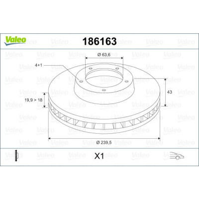 Disque de frein 186163 VALEO