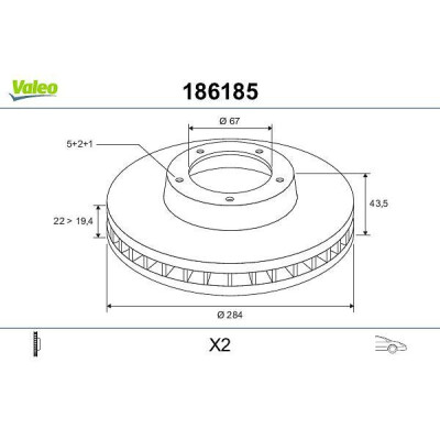 Disque de frein 186185 VALEO