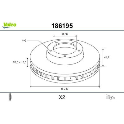 Disque de frein 186195 VALEO