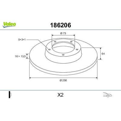 Disque de frein 186206 VALEO