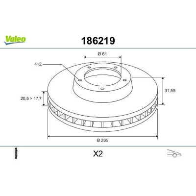 Disque de frein 186219 VALEO