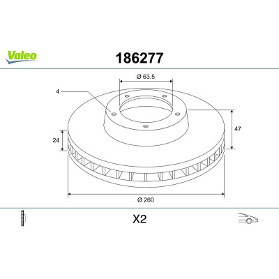 Disque de frein 186277 VALEO