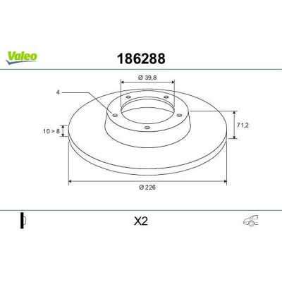 Disque de frein 186288 VALEO