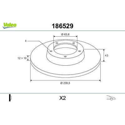 Disque de frein 186529 VALEO