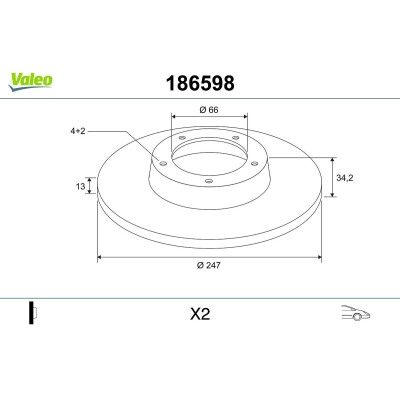 Disque de frein 186598 VALEO