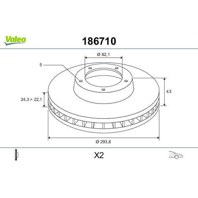 Disque de frein 186710 VALEO