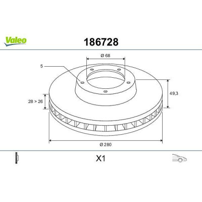 Disque de frein 186728 VALEO