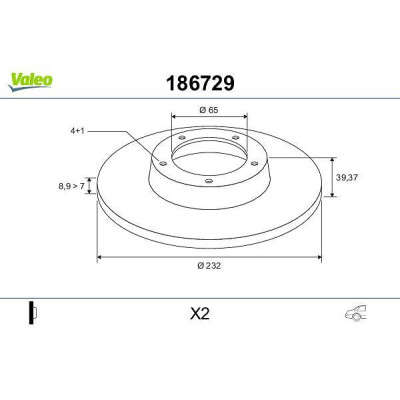 Disque de frein 186729 VALEO