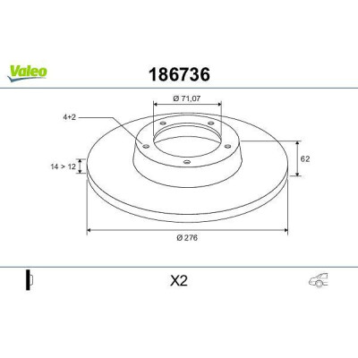 Disque de frein 186736 VALEO