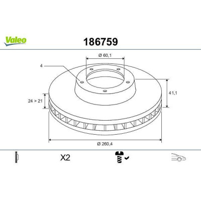 Disque de frein 186759 VALEO