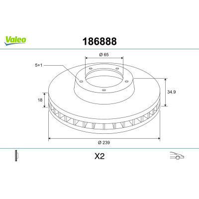 Disque de frein 186888 VALEO